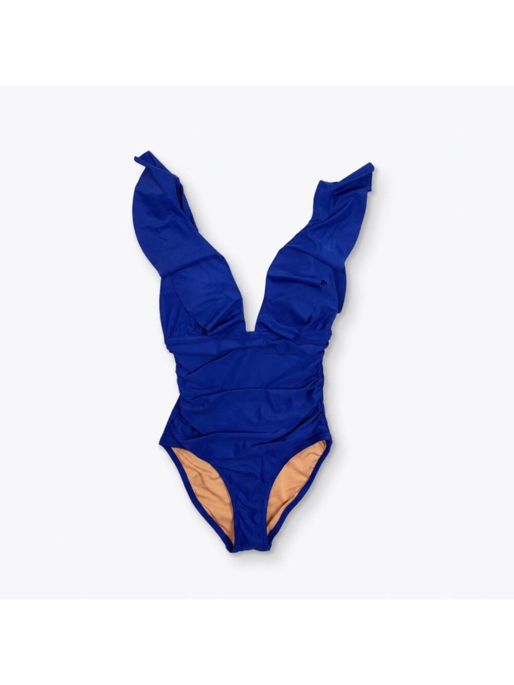 J.Crew Ruched Ruffle One-Piece Swimsuit Women's Size 4 Harbor View Blue NWT